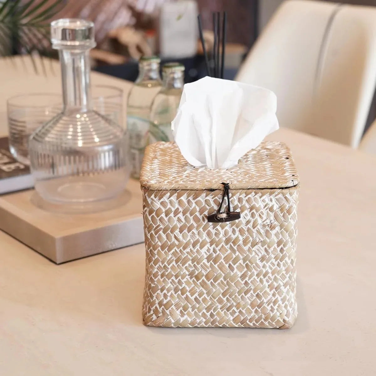 Handwoven Seagrass Tissue Box Cover Handmade Storage Box Eco-Friendly Natural Home and Home Decor Wholesale from Vietnam