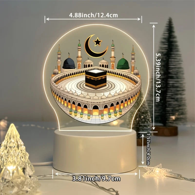 An Acrylic LED Night Light Featuring the Great Mosque of Mecca and the Kaaba; USB-Powered, Making It Perfect for Prayer Rooms. 𝟐% 𝐨𝐟 𝐞𝐯𝐞𝐫𝐲 𝐩𝐮𝐫𝐜𝐡𝐚𝐬𝐞 𝐠𝐨𝐞𝐬 𝐝𝐢𝐫𝐞𝐜𝐭𝐥𝐲 𝐭𝐨 𝐜𝐡𝐚𝐫𝐢𝐭𝐲.