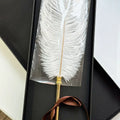 High Quality White Ostrich Quill Pen with Black Gift Box