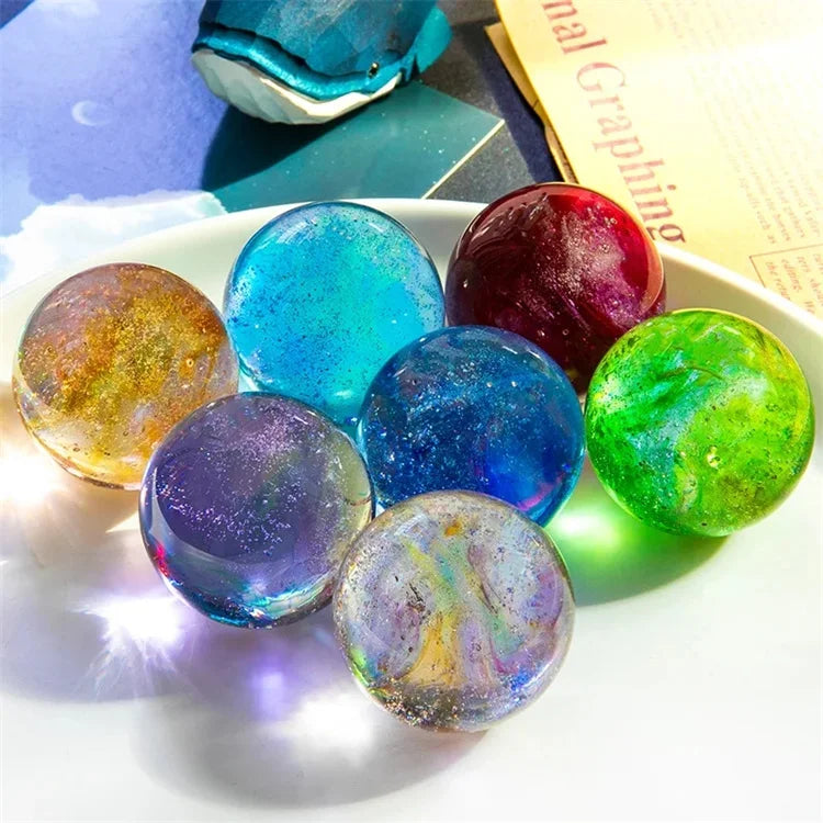3D Colorful Lamp Warm Colour Solar System Crystal Ball USB Glowing Planet Desktop Led Night Light With Wood Base