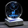 Christmas Atmosphere Desk Table USB Powered Carved 3D Crystal Ball Led Night Lamp Bedroom Decoration