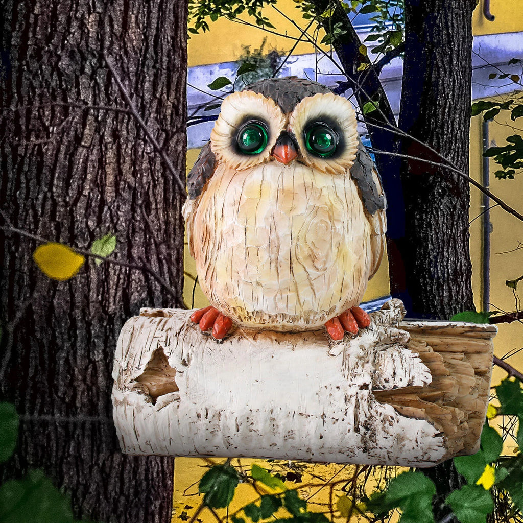 Resin Tree Stump Owl Sculpture-Biomimetic Design Hand-Painted Garden Decoration for Outdoor Space Calming Atmosphere-Halloween