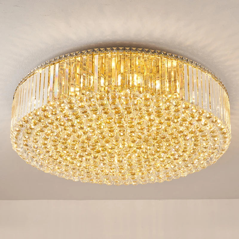 Post-Modern Classic Design Round Chrome Crystal Ball Luxury Ceiling Chandelier for Hotel Room Wedding Decoration Villa Led Light
