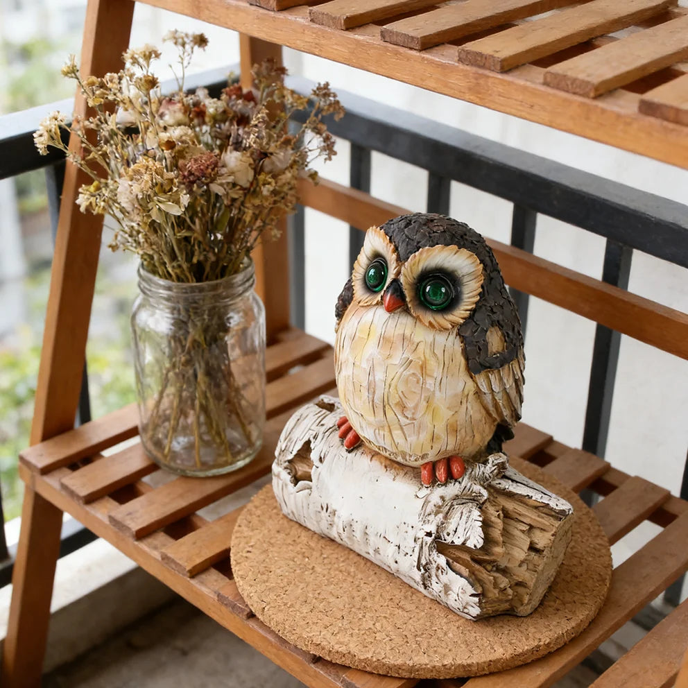 Resin Tree Stump Owl Sculpture-Biomimetic Design Hand-Painted Garden Decoration for Outdoor Space Calming Atmosphere-Halloween