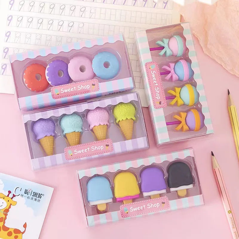 Debris Eraser Creative Cartoon Lollipop Doughnut Eraser Children's Student School Eraser Clean and Less