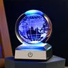 Christmas Atmosphere Desk Table USB Powered Carved 3D Crystal Ball Led Night Lamp Bedroom Decoration