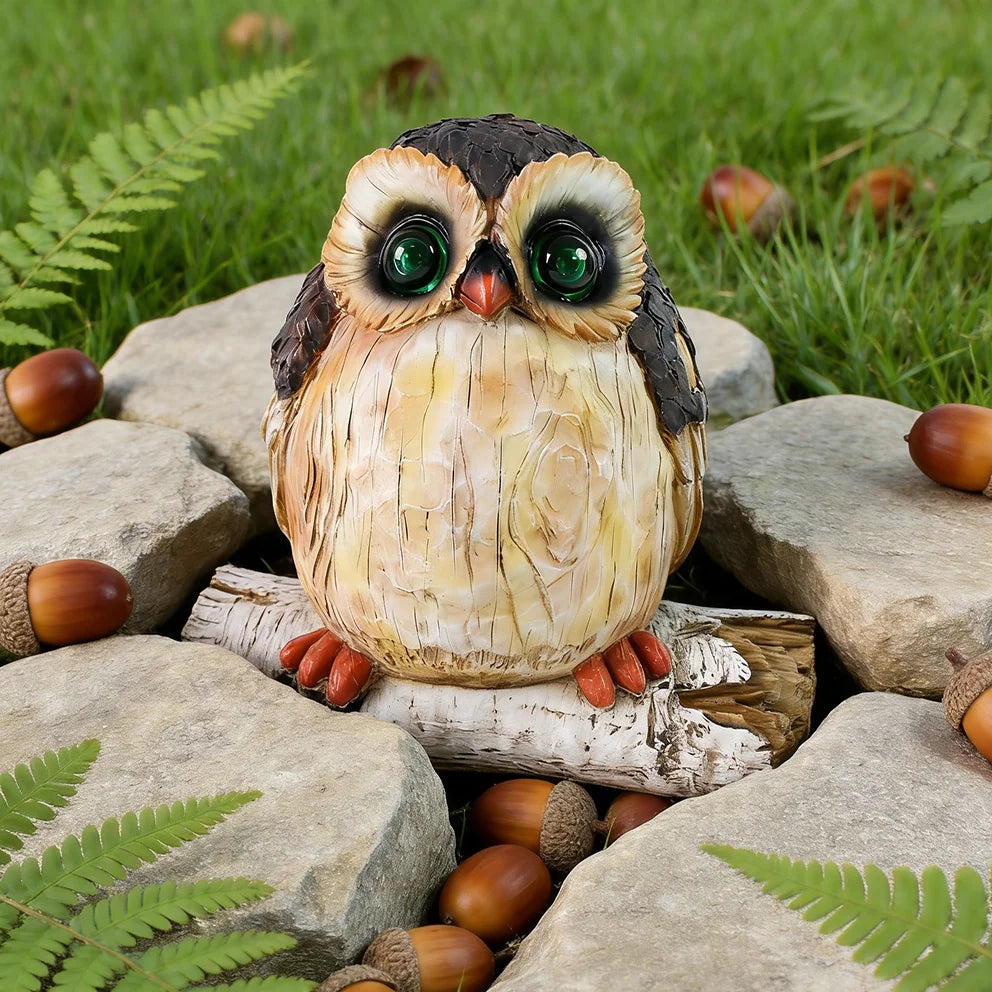 Resin Tree Stump Owl Sculpture-Biomimetic Design Hand-Painted Garden Decoration for Outdoor Space Calming Atmosphere-Halloween