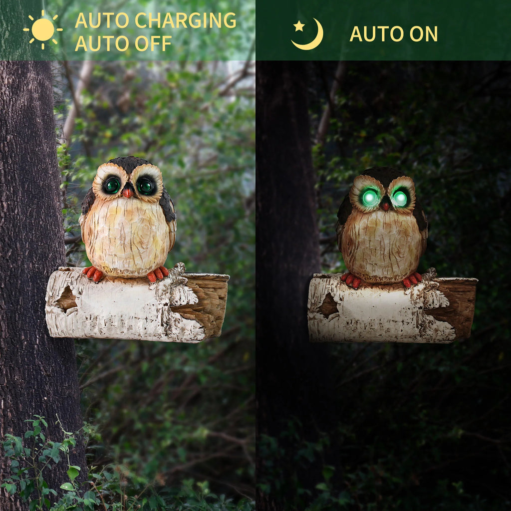 Resin Tree Stump Owl Sculpture-Biomimetic Design Hand-Painted Garden Decoration for Outdoor Space Calming Atmosphere-Halloween