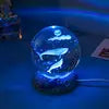 6CM 8cm 3D Art Crystal Ball USB Night Light Moon Planet Solar System Astronaut Led Light Glass Ball LED Lamp With Wood Base