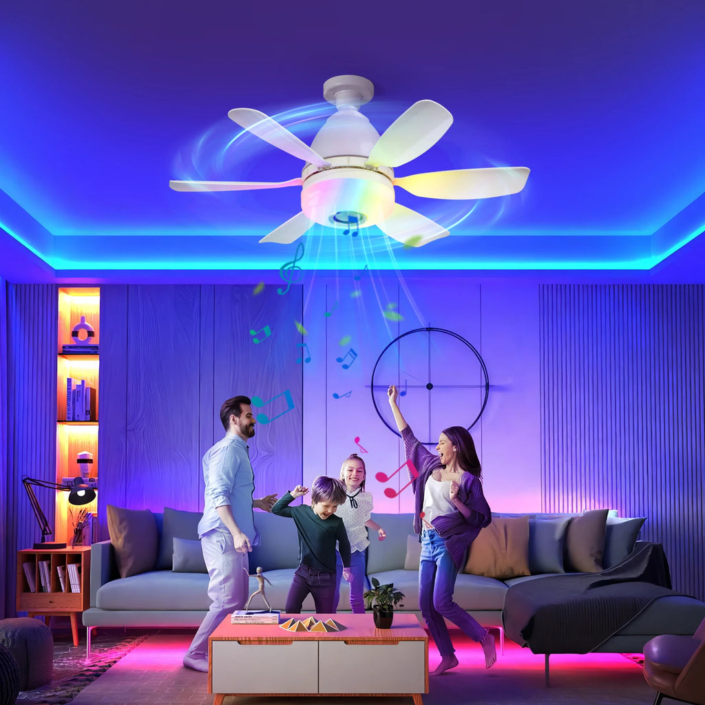 Ceiling Led Fan Light Moving Head Intelligent Dimming Fan Bulb Home Decor 360 Rotating Remote Control Modern E27 Ceiling Fan