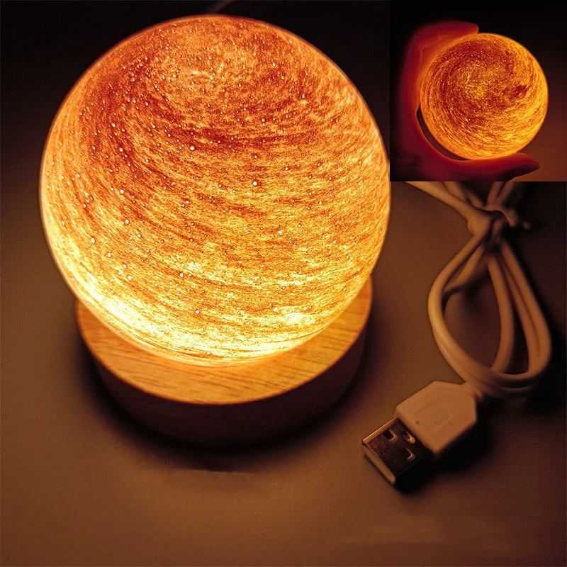 Decorative Ball Luminous Glass Sphere Moon Lamp Exquisite Decorative Balls Home Accessories Desktop Ornament 3d Moon