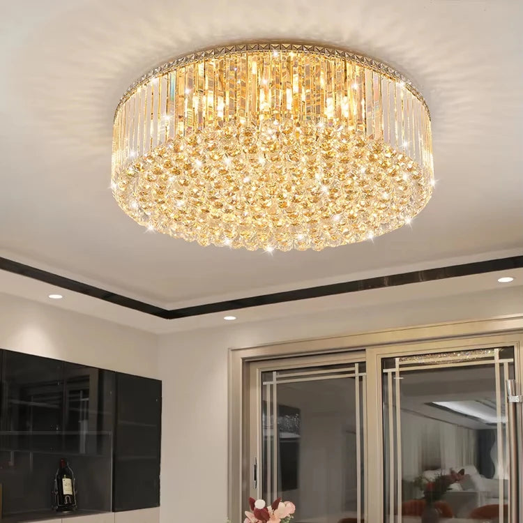 Post-Modern Classic Design Round Chrome Crystal Ball Luxury Ceiling Chandelier for Hotel Room Wedding Decoration Villa Led Light