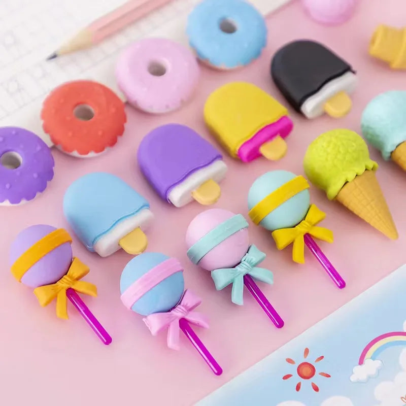 Debris Eraser Creative Cartoon Lollipop Doughnut Eraser Children's Student School Eraser Clean and Less
