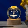6CM 8cm 3D Art Crystal Ball USB Night Light Moon Planet Solar System Astronaut Led Light Glass Ball LED Lamp With Wood Base