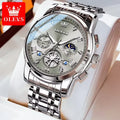 OLEVS 2856 Luxury OEM Custom Stainless Steel Tourbillon Style Multifunctional Chronograph Sport Fashion Quartz Watch for Man
