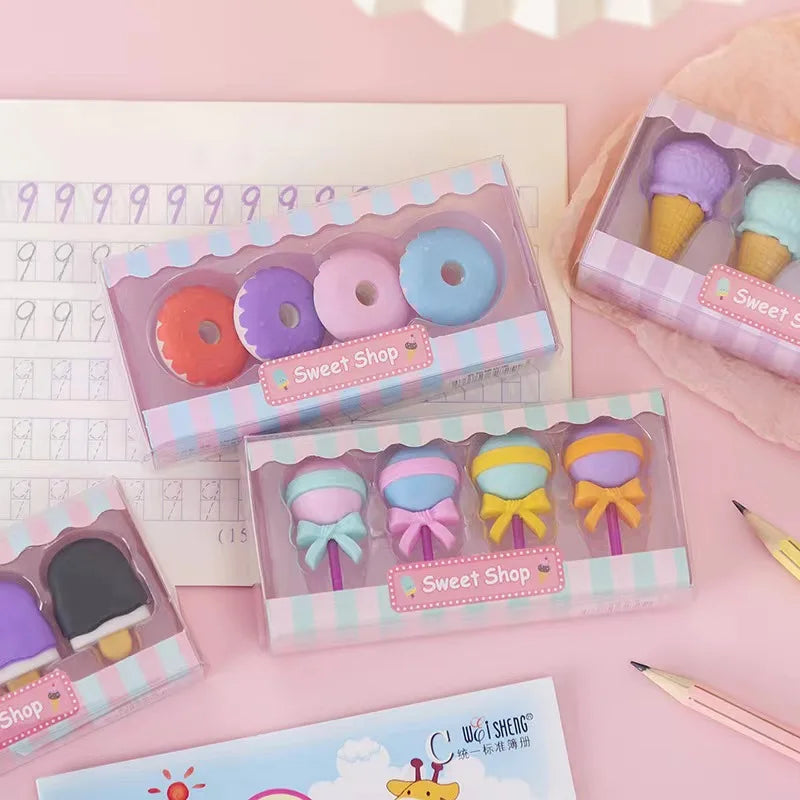 Debris Eraser Creative Cartoon Lollipop Doughnut Eraser Children's Student School Eraser Clean and Less