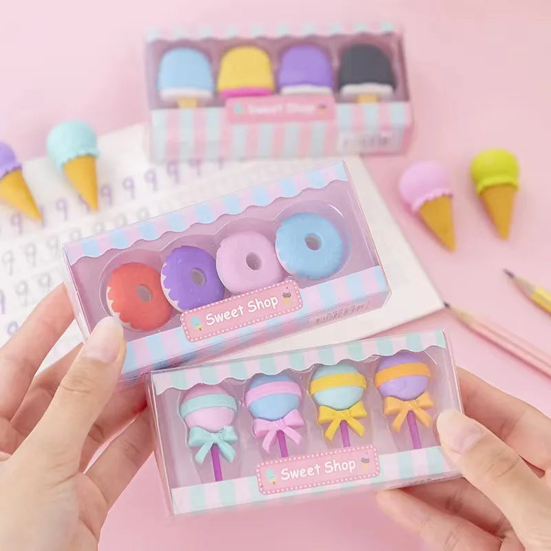 Debris Eraser Creative Cartoon Lollipop Doughnut Eraser Children's Student School Eraser Clean and Less
