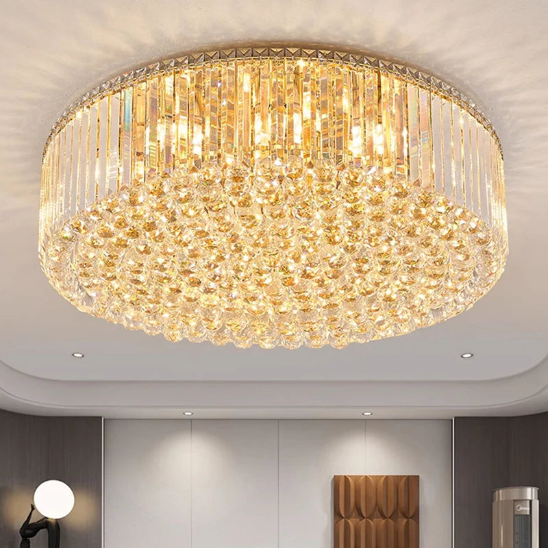 Post-Modern Classic Design Round Chrome Crystal Ball Luxury Ceiling Chandelier for Hotel Room Wedding Decoration Villa Led Light