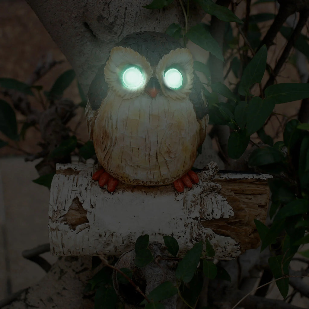 Resin Tree Stump Owl Sculpture-Biomimetic Design Hand-Painted Garden Decoration for Outdoor Space Calming Atmosphere-Halloween