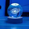 6CM 8cm 3D Art Crystal Ball USB Night Light Moon Planet Solar System Astronaut Led Light Glass Ball LED Lamp With Wood Base