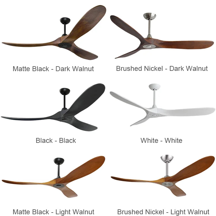 Nordic Hot Sale Modern 60" 3 High End Solid Wooden Wood Blades Remote DC Forward Reverse Motor Function Ceiling Fan No Light