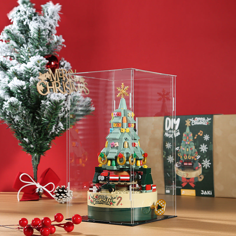 Genuine Jiaqi 1302 Colorful Christmas Tree Building Blocks Rotating Music Box Chinese Christmas Building Blocks Gift