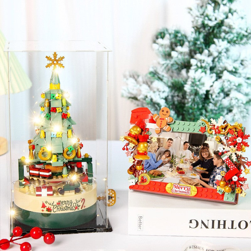 Genuine Jiaqi 1302 Colorful Christmas Tree Building Blocks Rotating Music Box Chinese Christmas Building Blocks Gift