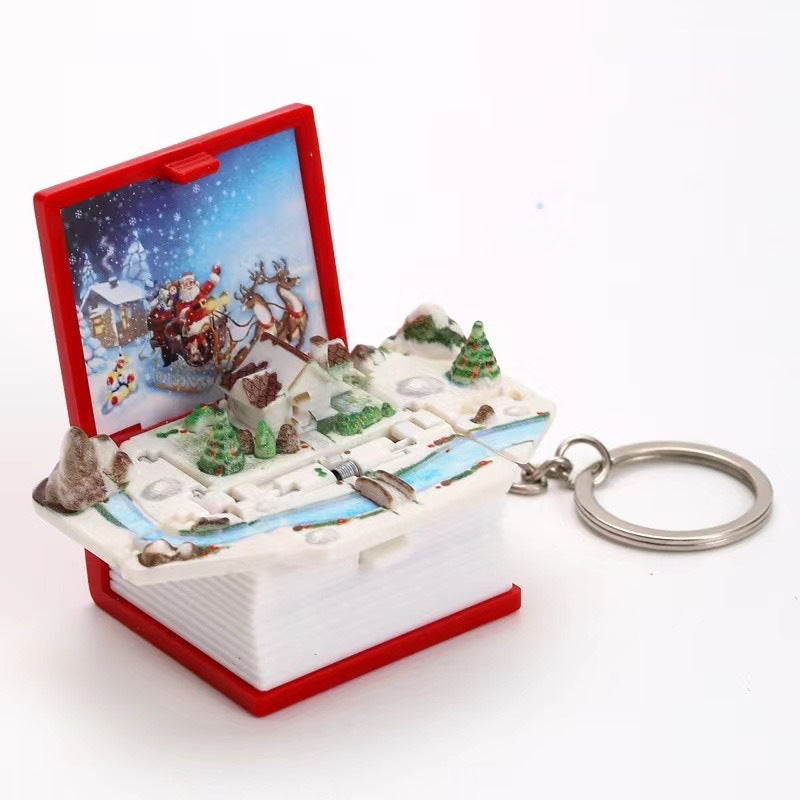 3D pop-up book Taishan folding bomb book Shandong Wuyue exclusive tourism souvenir creative key chain pendant