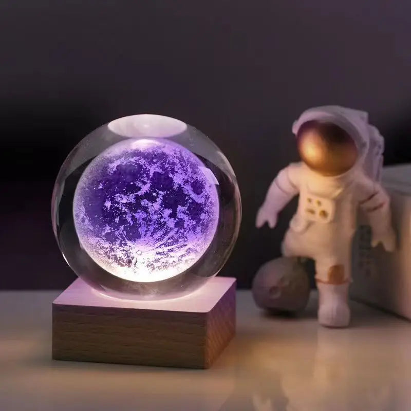 3D Crystal Ball Night Light Colorful Light Lamp Crystal Planet Solar System Galaxy Birthday Gift Glass Sphere Home Decoration