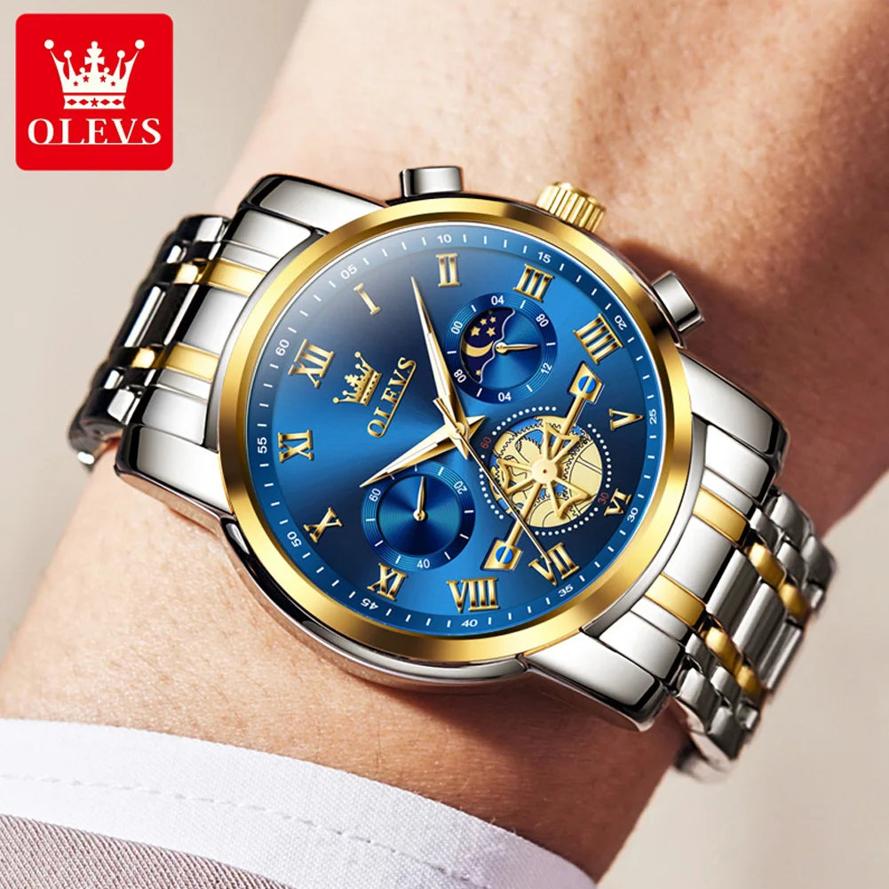 OLEVS Top Brand Men's Watches Classic Roman Scale Dial Luxury Wrist Watch for Men Original Quartz Waterproof Luminous Male Reloj
