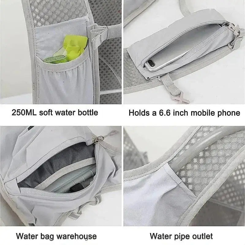 Hydration Vest Backpack for Running Lightweight 5L Marathon Storage Adjustable for Cycling Hiking Outdoor Fitness