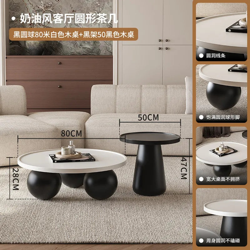 Sofa Coffee Table Round Small Living Room Side Tray Coffe Table Bedroom White Mesa De Centro Sala Japandi Style Furniture