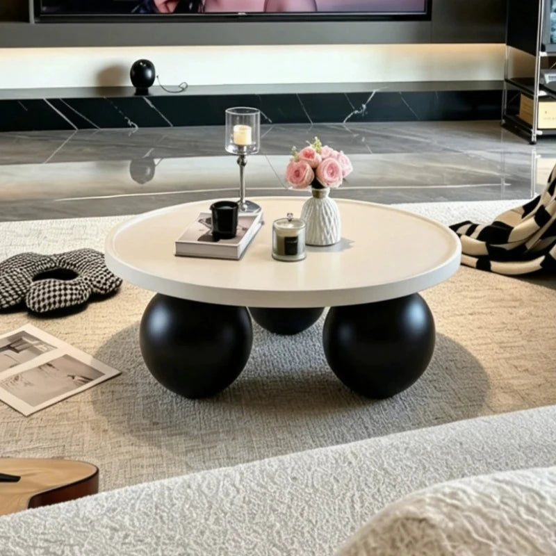 Sofa Coffee Table Round Small Living Room Side Tray Coffe Table Bedroom White Mesa De Centro Sala Japandi Style Furniture