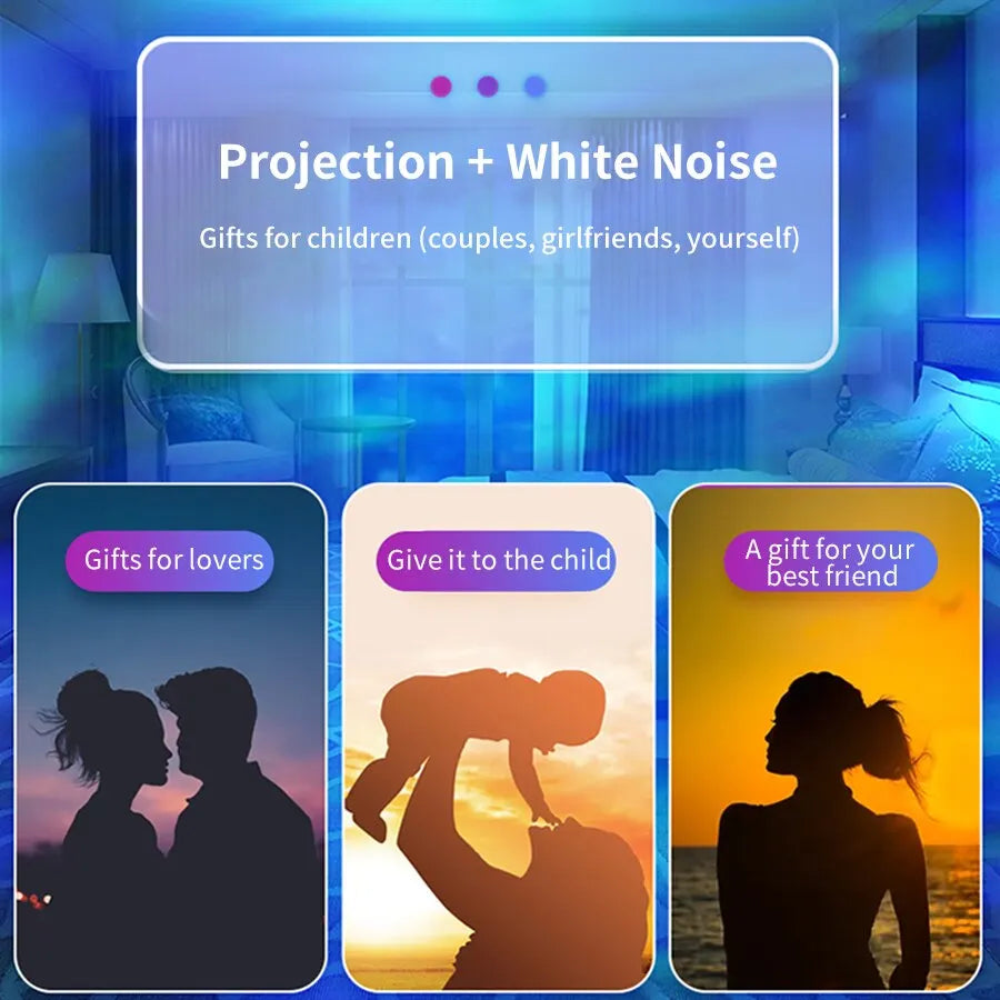 Northern Lights LED Galaxy Projector Night Light Child Gift Aurora Stars Laser Bluetooth Music Projection Lamp for Bedroom Decor