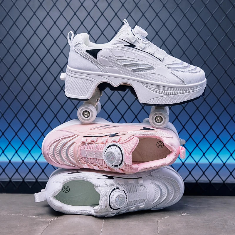 2026 New Big Four-wheeled Roller Skates Four-wheeled Retractable Teenagers Roller Skates Waterproof Roller Skates Kids Gifts