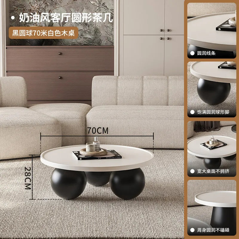 Sofa Coffee Table Round Small Living Room Side Tray Coffe Table Bedroom White Mesa De Centro Sala Japandi Style Furniture