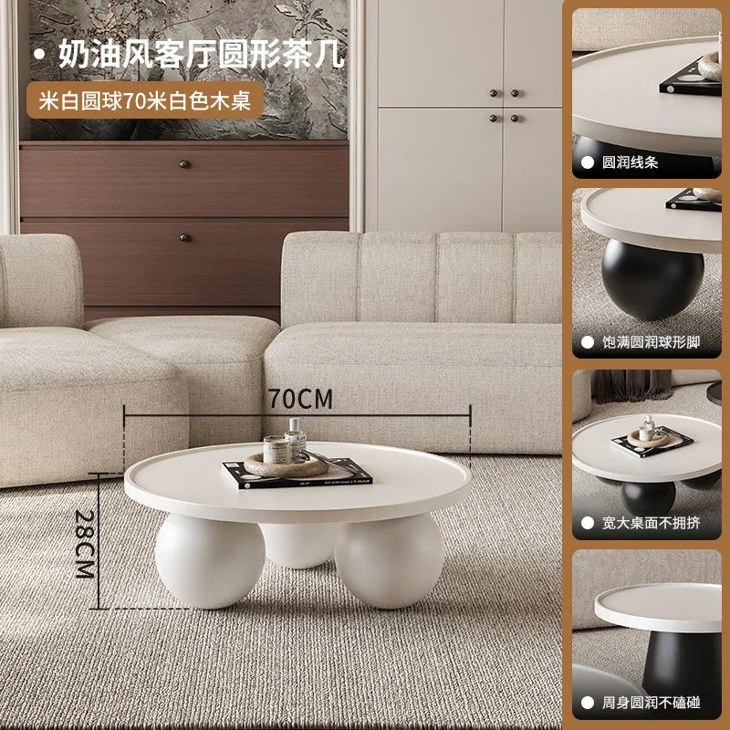 Sofa Coffee Table Round Small Living Room Side Tray Coffe Table Bedroom White Mesa De Centro Sala Japandi Style Furniture