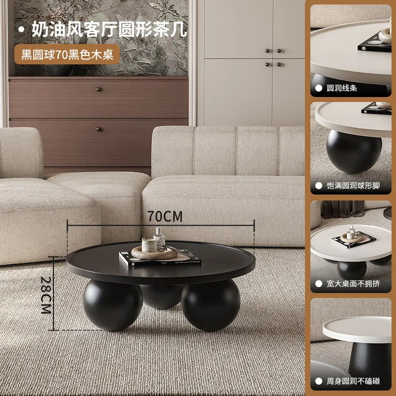 Sofa Coffee Table Round Small Living Room Side Tray Coffe Table Bedroom White Mesa De Centro Sala Japandi Style Furniture