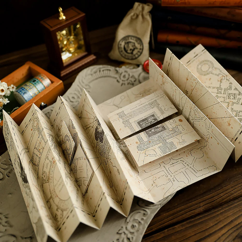 Harry Potter Map Magic Academy Hogwarts Theme HD Full Version Expandable Stereoscopic Magic Treasure Hunt Map Birthdays Gifts