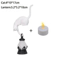 Cat Shelf Hook with Lantern Figurine Statue Home Bedroom Desk Ornament Decoration Night Light