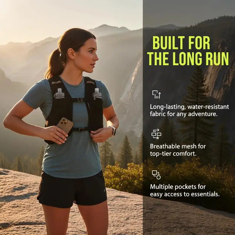Hydration Vest Backpack for Running Lightweight 5L Marathon Storage Adjustable for Cycling Hiking Outdoor Fitness