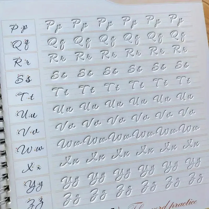 New English Italic Groove Practice Copybook Handwriting Practice Calligraphy Book English Alphabet Word Reusable Gift