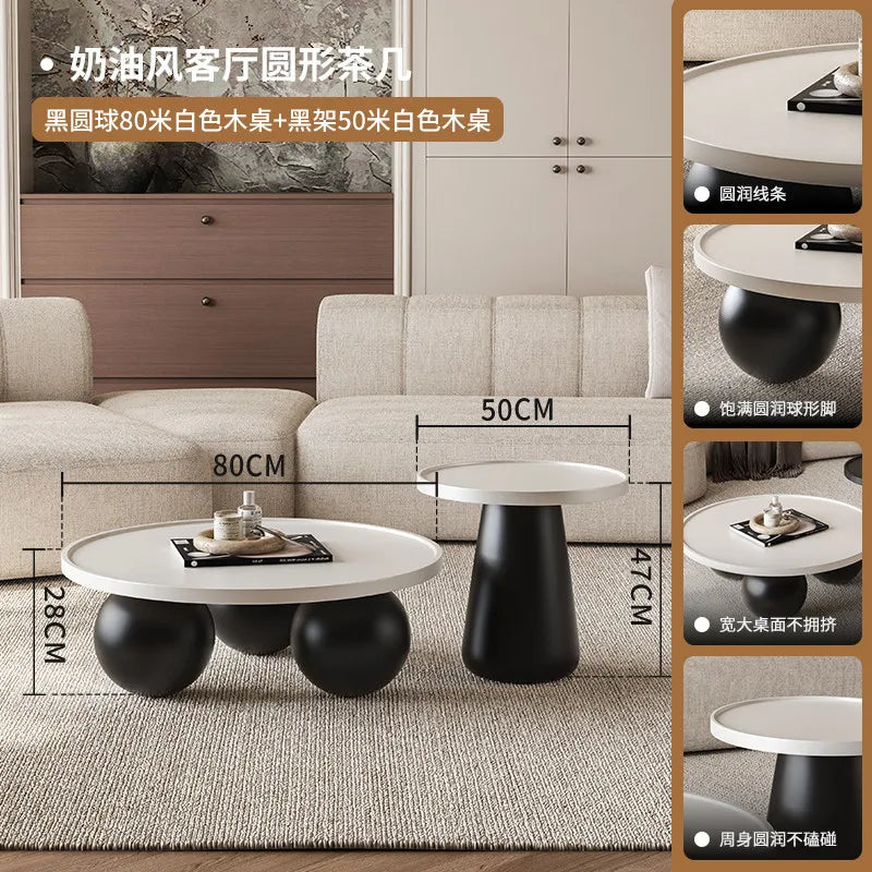 Sofa Coffee Table Round Small Living Room Side Tray Coffe Table Bedroom White Mesa De Centro Sala Japandi Style Furniture