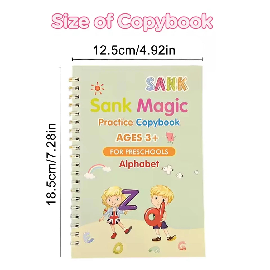 4Books/set Sank Magic Practice Copybook Pen Preschools Kids Calligraphy English Verison Early Education Reusable Writing Book