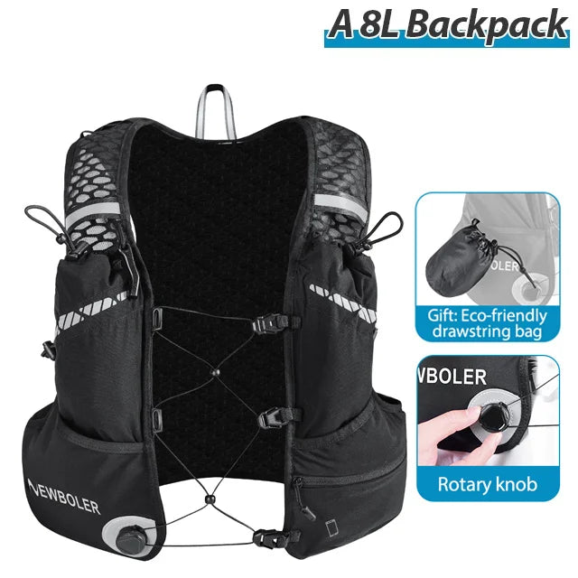 Breathable Hydration Vest Trail Running Backpacks 8L Lightweight Cycling Run Jogging Marathon Backpack Riding Bike Climbing Bag