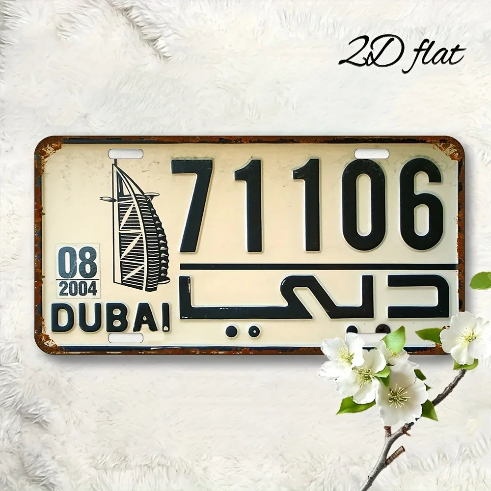 Aluminum Painting Vintage Dubai 711106 License Plate with Burj Al Arab Retro Metal Tin Sign Wall Decor For Home Bar Man Cave