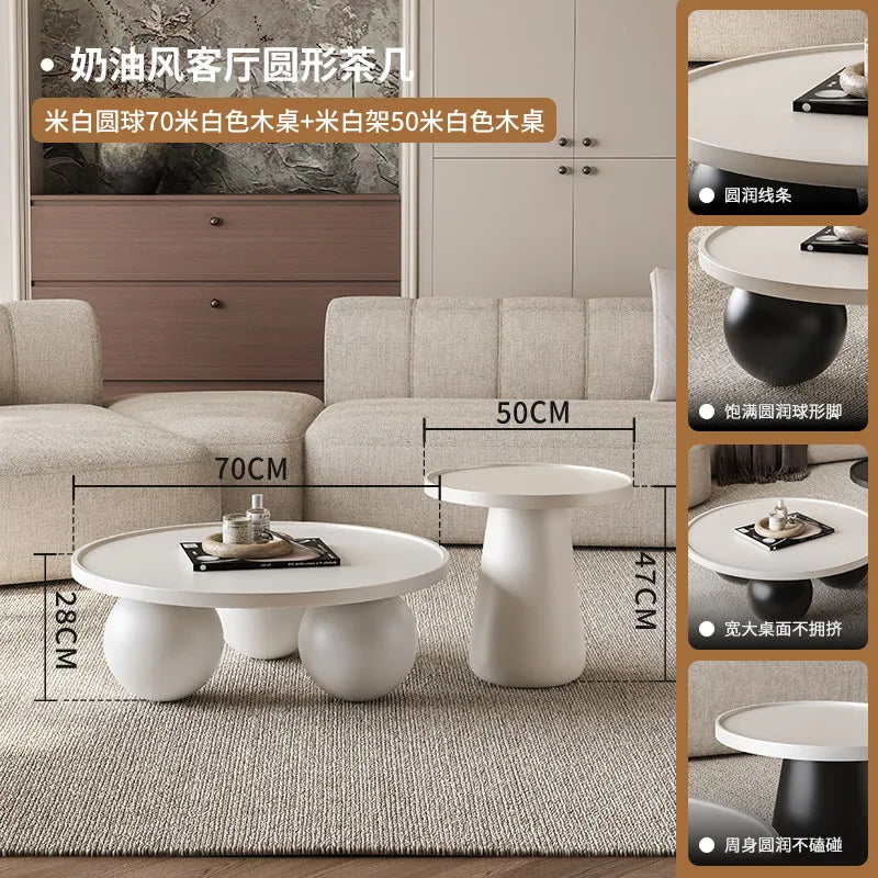 Sofa Coffee Table Round Small Living Room Side Tray Coffe Table Bedroom White Mesa De Centro Sala Japandi Style Furniture