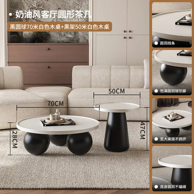 Sofa Coffee Table Round Small Living Room Side Tray Coffe Table Bedroom White Mesa De Centro Sala Japandi Style Furniture