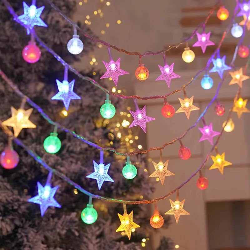 LED Crystal Ball String Lights Battery Powered Fairy Lamps Waterproof 8 Modes for Outdoor Christmas Garden Patio Tree Decoration