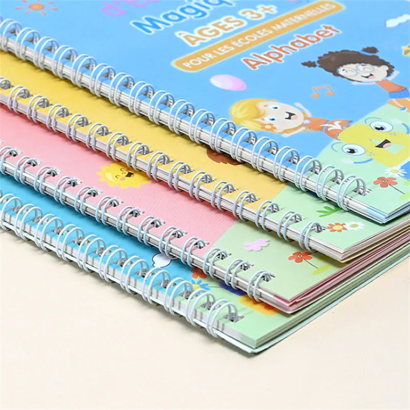1/4PCS Sank Magic Practice Copybook Pen Preschools Kids Calligraphy English Verison Free Wiping Children Reusable Writing Book